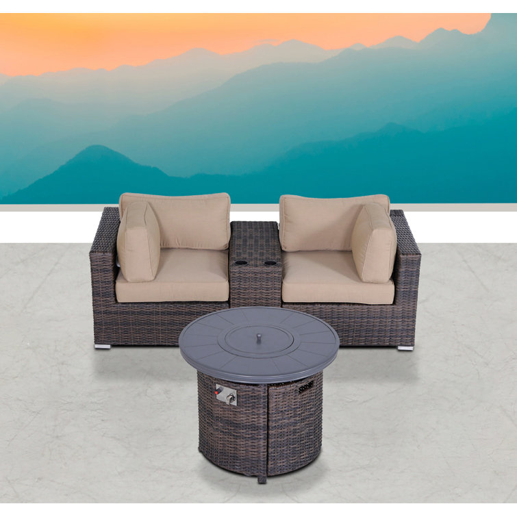 Wade Logan® Alieyah Fully Assembled 3 Piece Rattan Sectional Seating